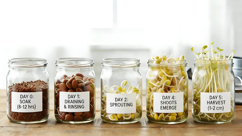 Fenugreek Sprouts Growth Timeline (0–5 Days)