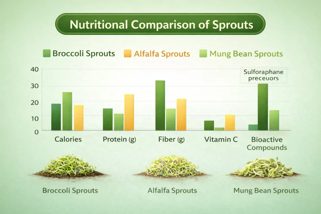 Nutritional Comparison with Other Sprouts