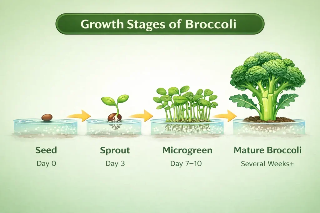Growth stages of broccoli 