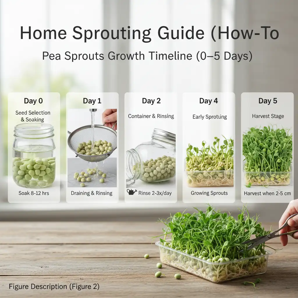 Pea Sprouts Growth Timeline (0–5 Days)