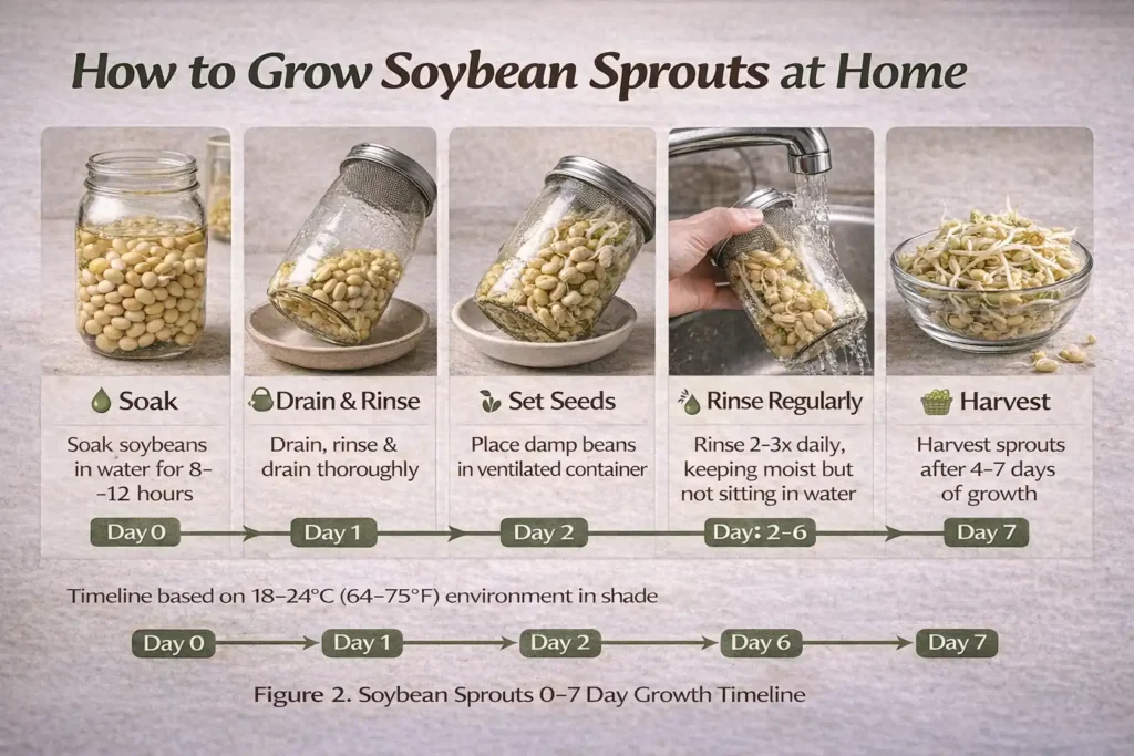 Soybean Sprouts 0–7 Day Growth Timeline​