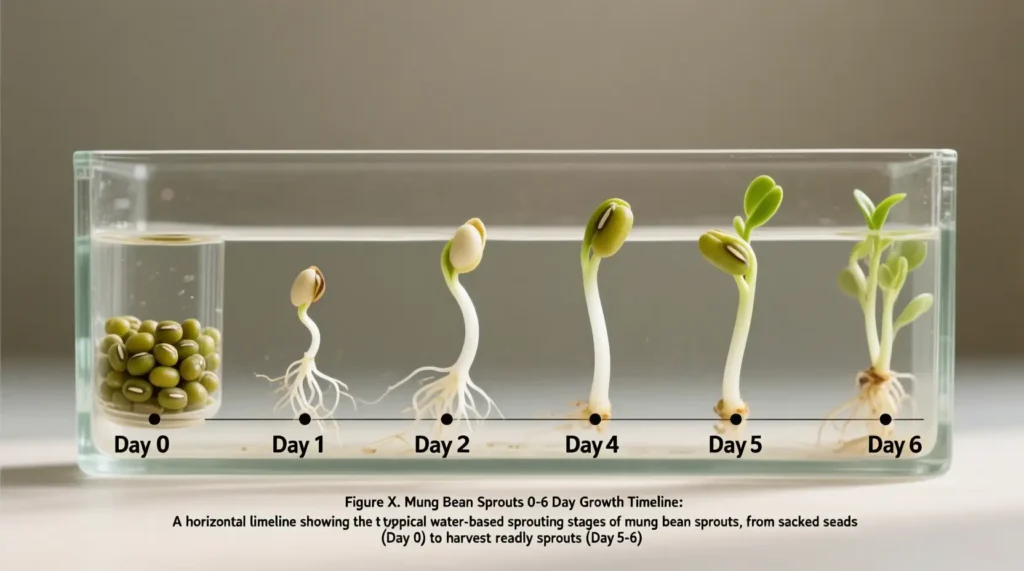 Mung Bean Sprouts 0–6 Day Growth Timeline