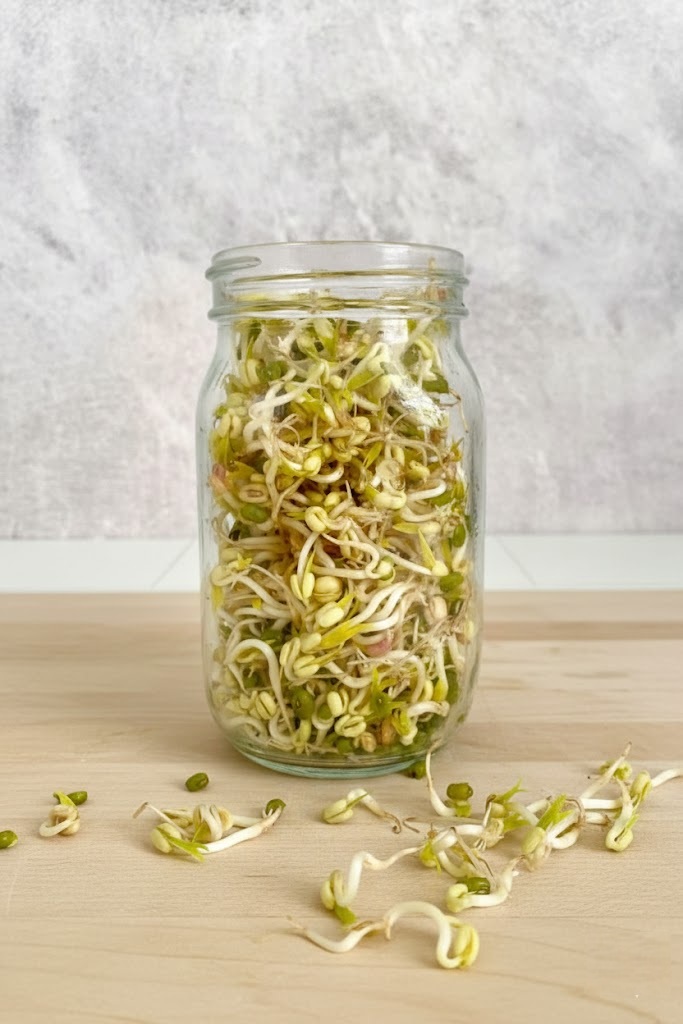  bean sprouts in a jar