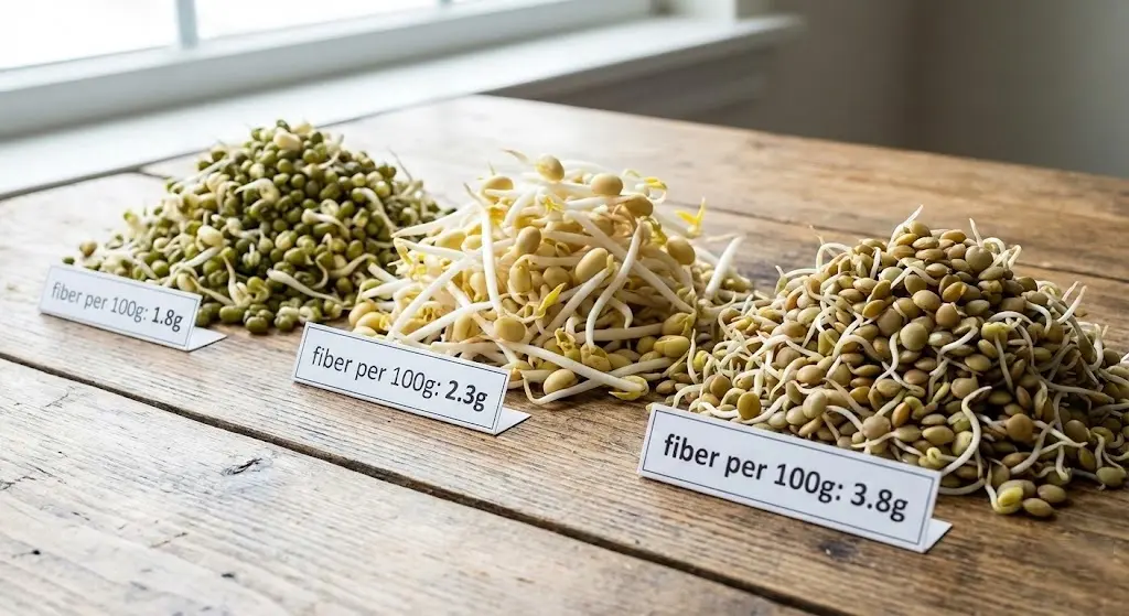 Fiber content comparison of different sprouts