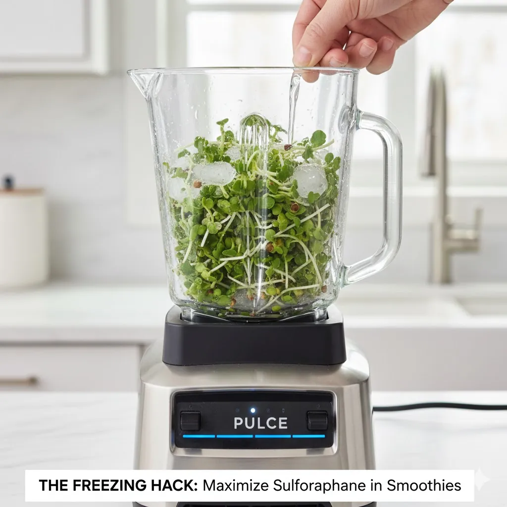 Frozen sprouts in a blender