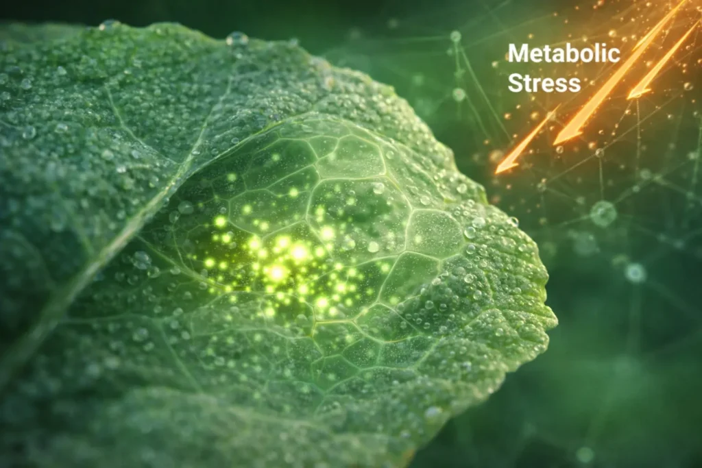 Microscopic view of antioxidant synthesis in cruciferous sprouts