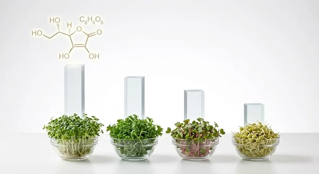 Vitamin C ranking chart for different sprout varieties